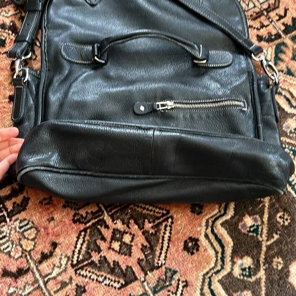 Roots Black Leather Satchel Briefcase School Laptop Bag - Picture 10 of 16